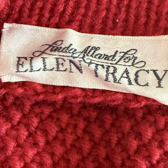 Linda Allard for Ellen Tracy Cardigan Sweater Sz S Cable Knit Collar Hand Knit - Picture 7 of 8